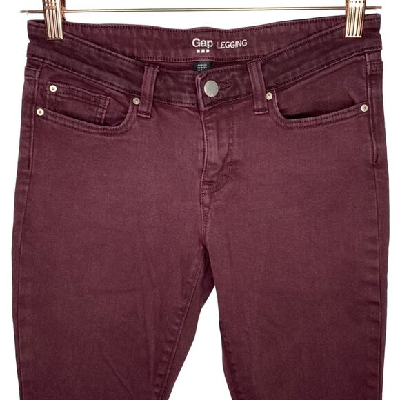 Gap Jean Leggings Maroon Burgundy Skinny Jeans Size 0/25 - Picture 3 of 7